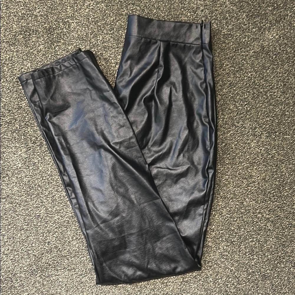 Chic Black Faux Leather Trousers